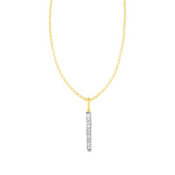 14k Yellow Gold Bar Pendant with Diamonds