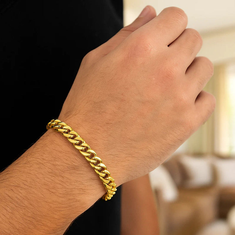 14k Yellow Gold Classic Miami Cuban Solid Bracelet (7.10 mm)