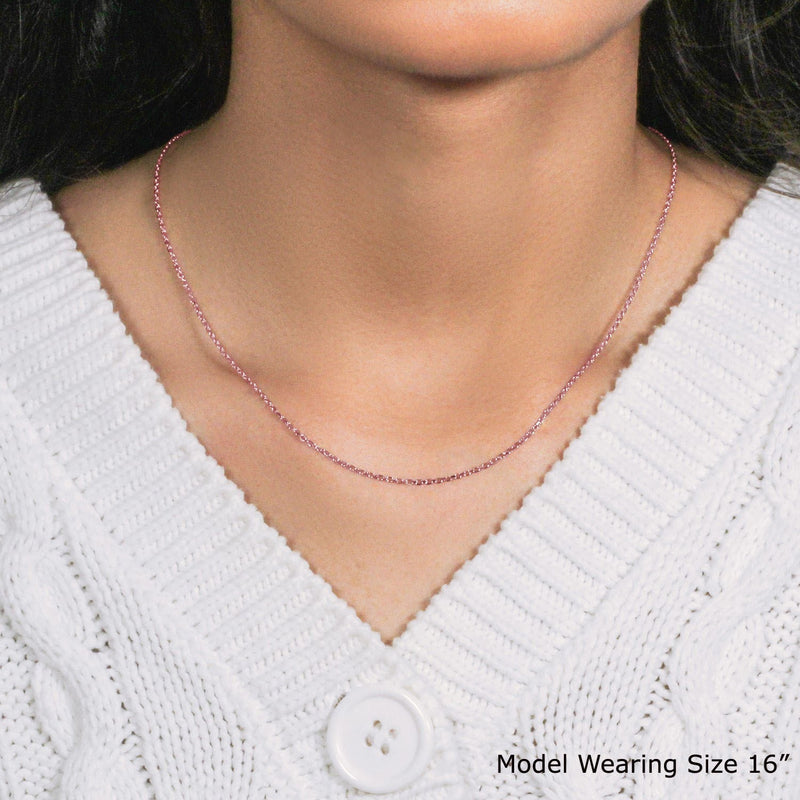 14k Rose Gold Diamond Cut Cable Link Chain (1.30 mm)
