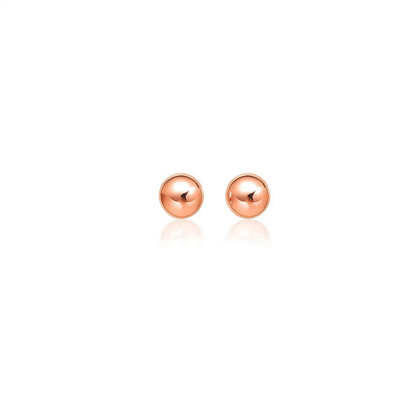 14k Rose Gold Classic Round Shape Stud Earrings (6mm)