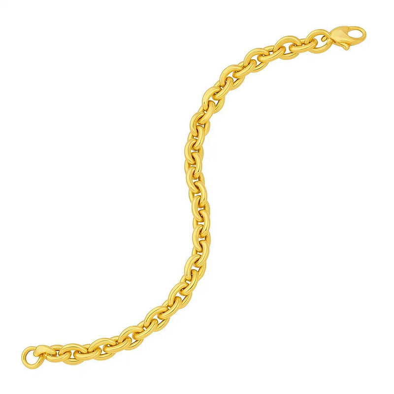 14K Yellow Gold Mirror Rolo Link Chain Bracelet (7.30 mm)